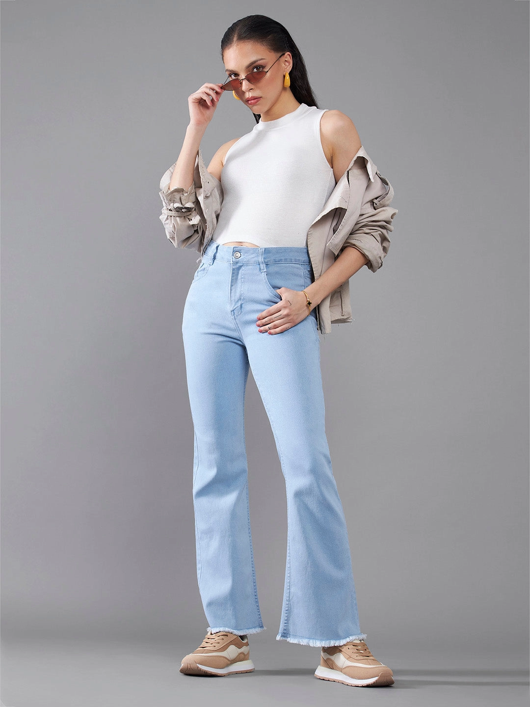 Smart Design Sustainable Weekend Getaway 24/7 Comfort Light Blue Bootcut High-Rise Cropped Stretchable Denim Jeans