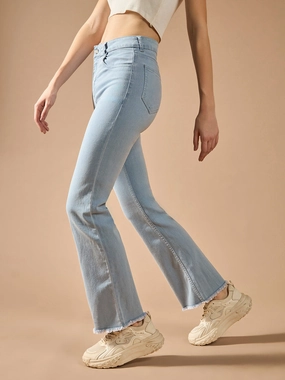 24/7 Comfort Light Blue Bootcut High-Rise Cropped Stretchable Denim Jeans Modern Shopping Day