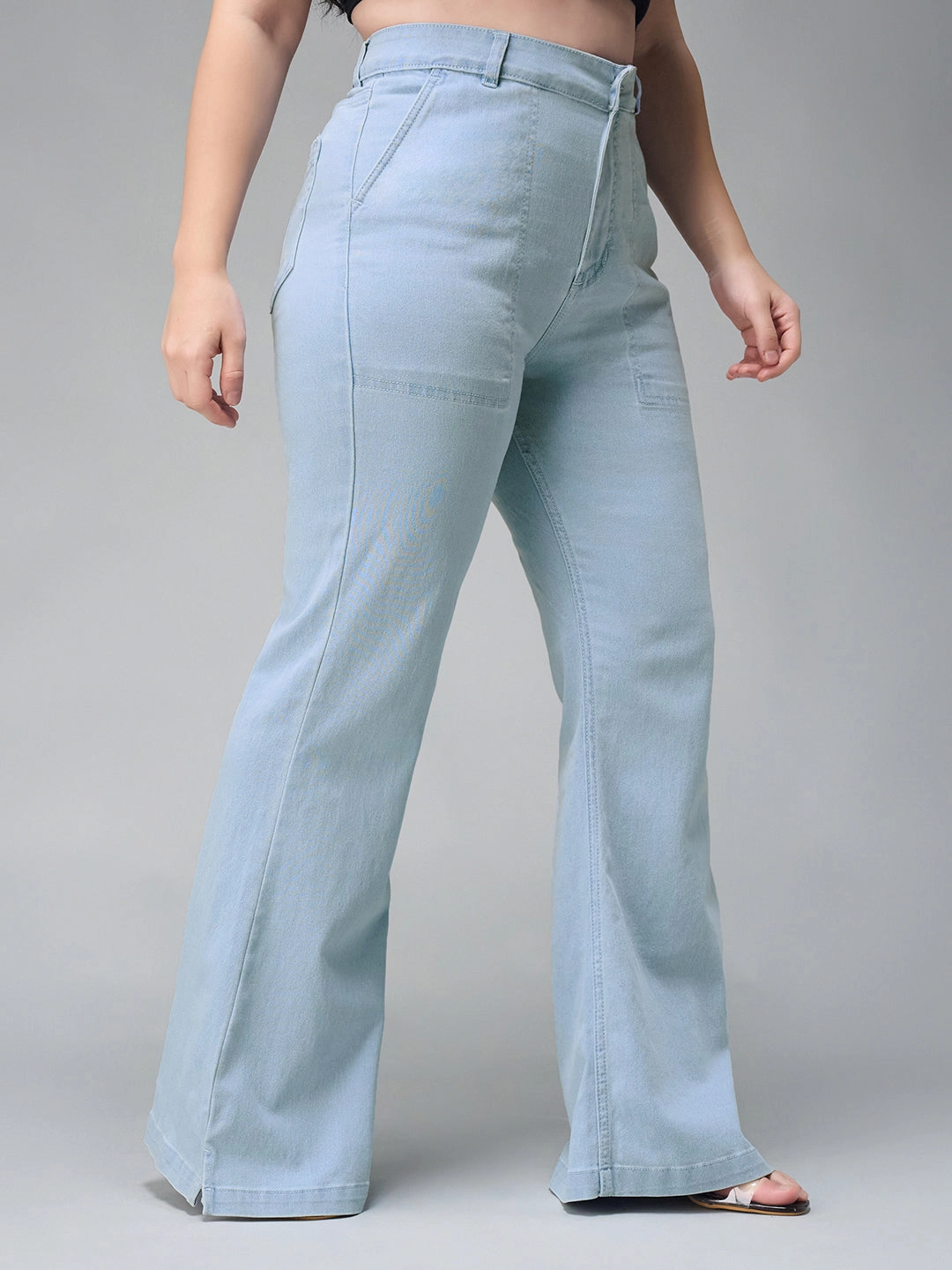 24/7 Comfort Light Blue Bootcut High-Rise Stretchable Denim Jeans Unisex Attire
