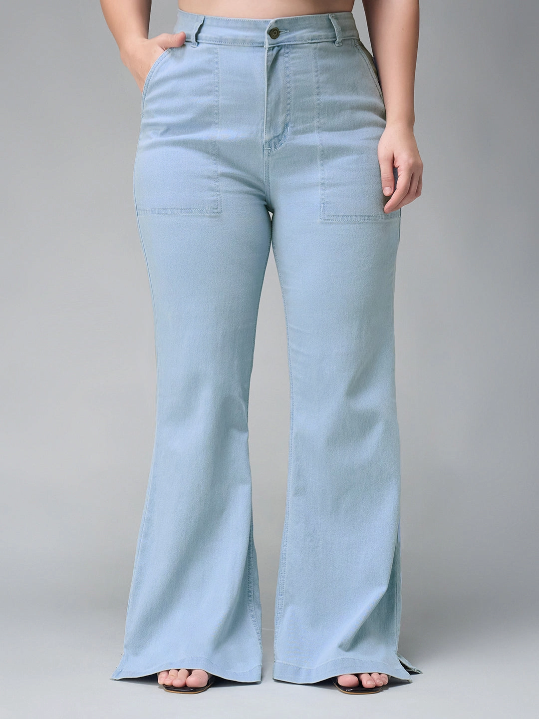 24/7 Comfort Light Blue Bootcut High-Rise Stretchable Denim Jeans Streetwear Fan Family Style