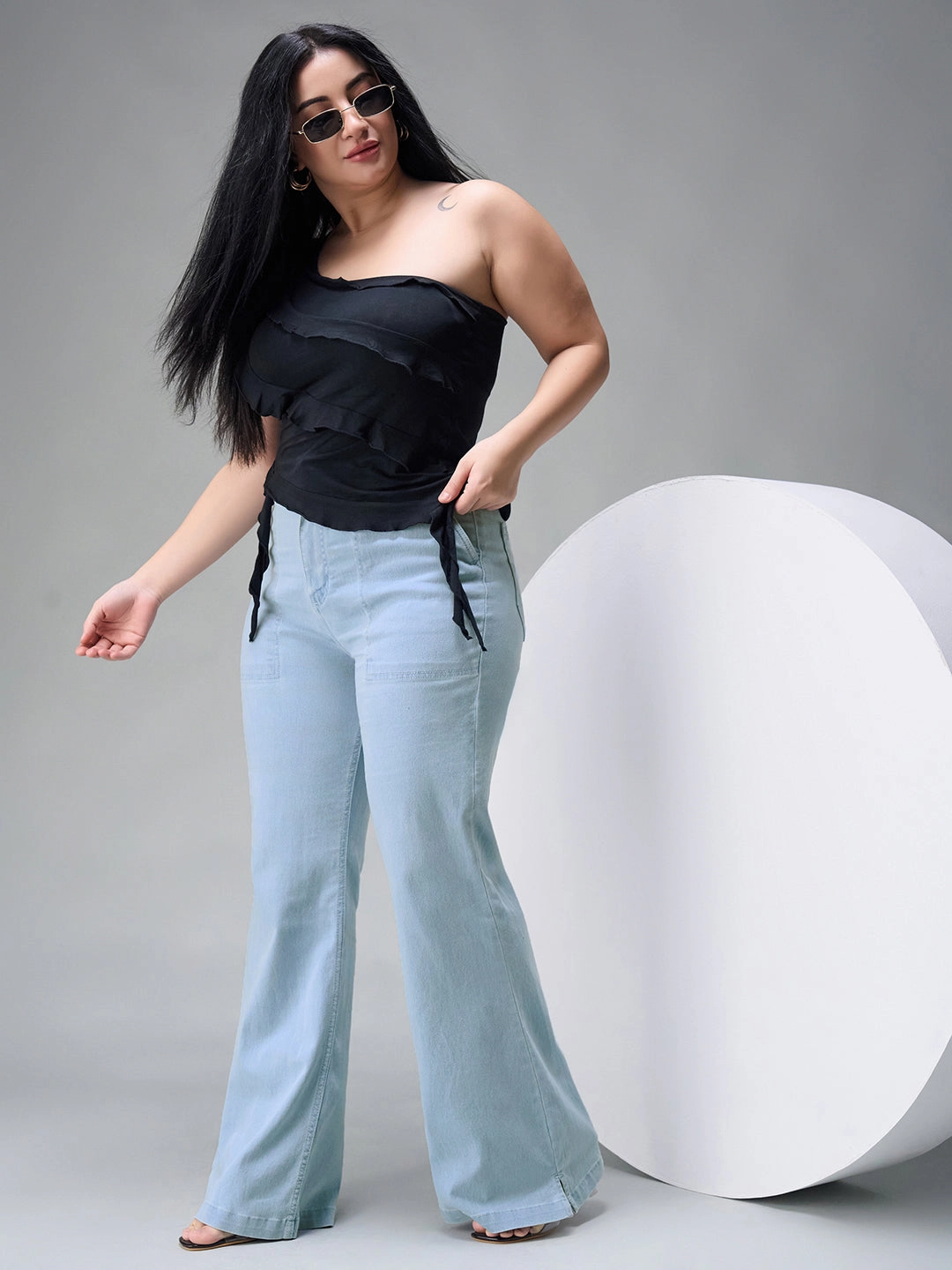 Lightweight Choice Loose Spring Mood 24/7 Comfort Light Blue Bootcut High-Rise Stretchable Denim Jeans