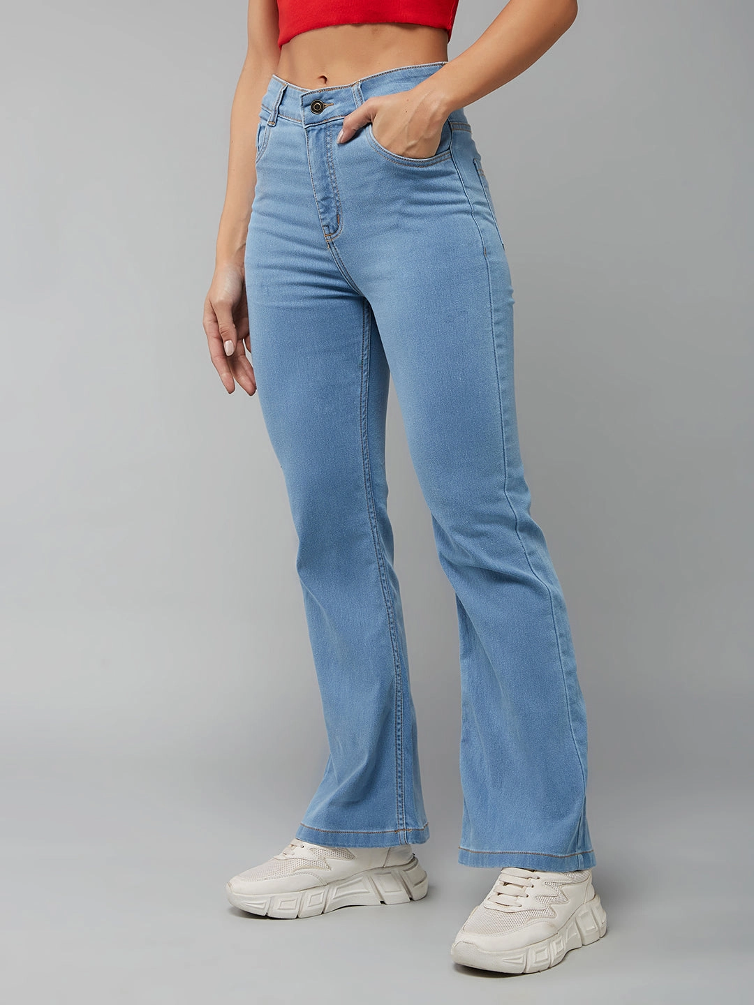 Daily Fit Style Focus 24/7 Comfort Light Blue Bootcut High-Rise Stretchable Denim Jeans