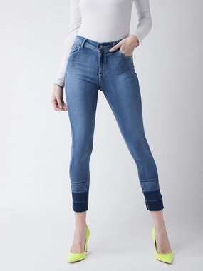 24/7 Comfort Light Blue Skinny-Fit High-Rise Ankle Length Shaded Stretchable Denim Jeans Spring Mood Bold