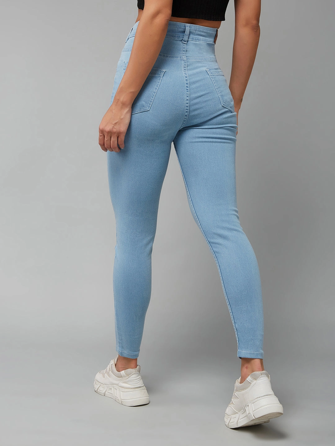 24/7 Comfort Light Blue Skinny High-Rise Distressed Cropped Denim Jeans Timeless Piece