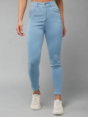 Wardrobe Fit Brunch Outfit Traveler Gear 24/7 Comfort Light Blue Skinny High-Rise Distressed Cropped Denim Jeans