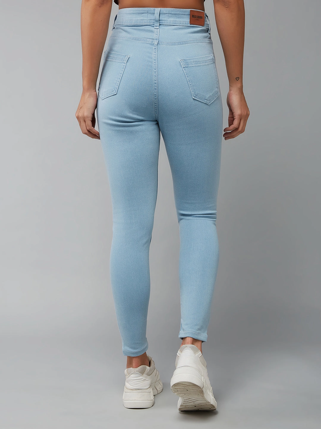 24/7 Comfort Light Blue Skinny High-Rise Distressed Cropped Denim Jeans Clean Piece
