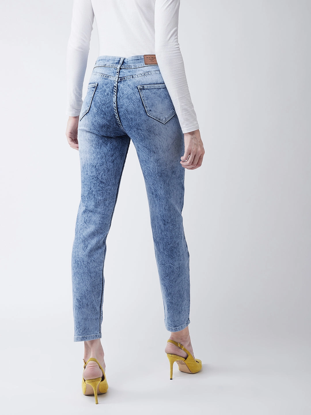 Contemporary Waist 24/7 Comfort Light Blue Slim-Fit High-Rise Stretchable Denim Jeans