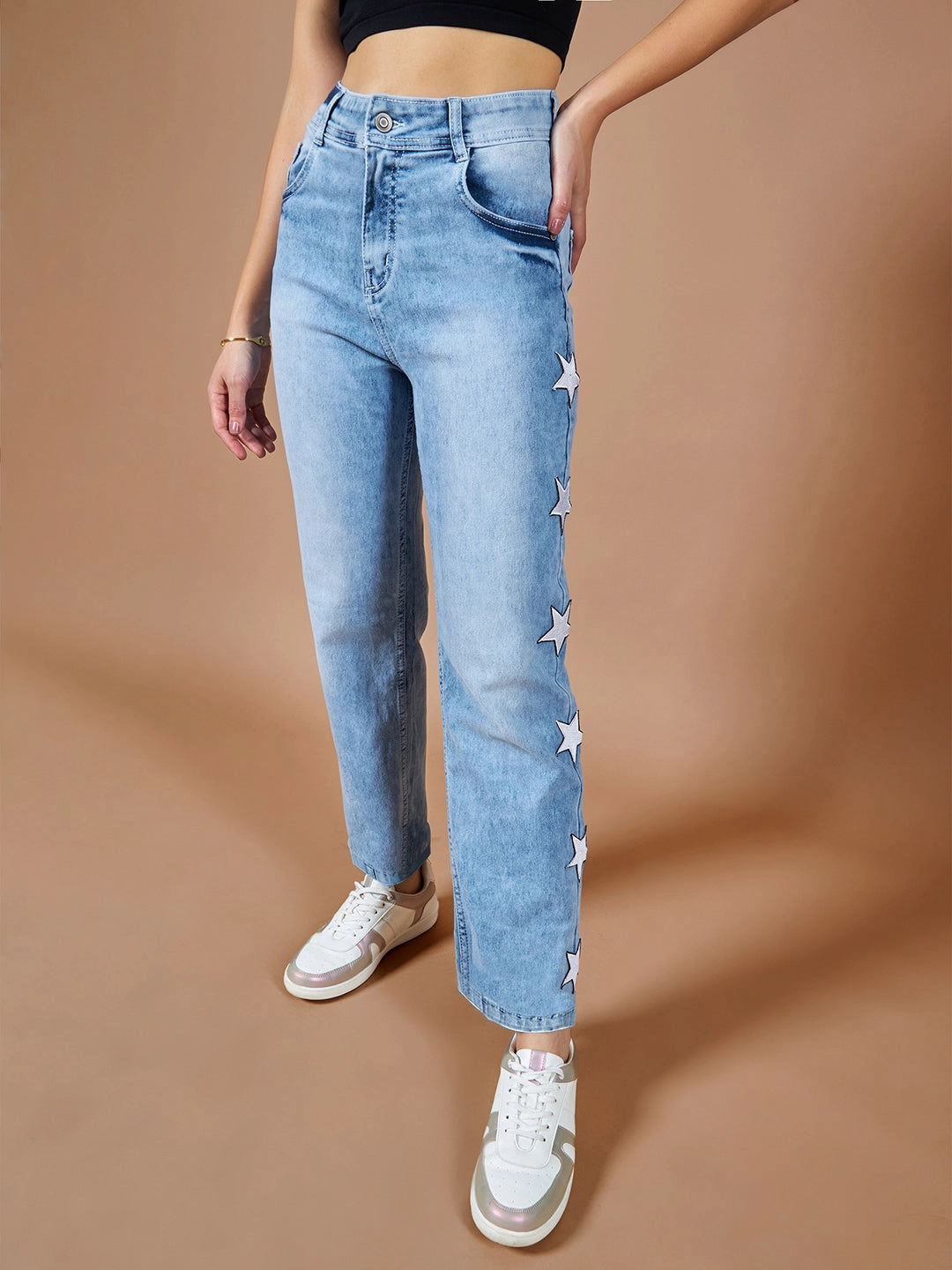 24/7 Comfort Light Blue Slim-Fit High-Rise Stretchable Denim Jeans Fast Match High Quality Bold Look Summer Vibes