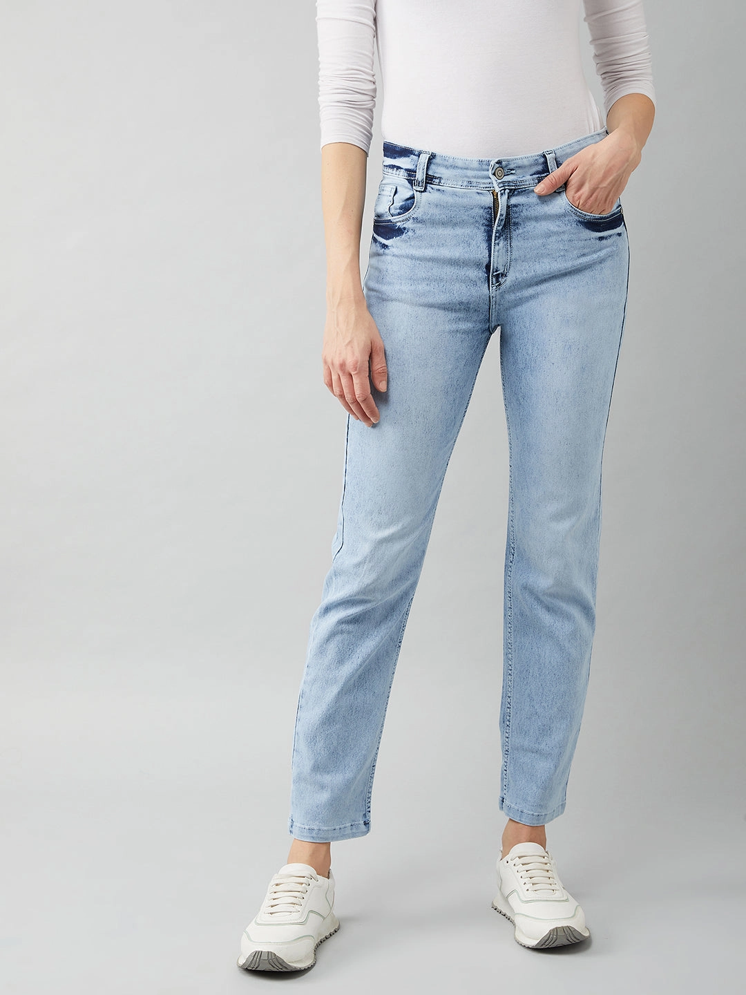 All Rounder 24/7 Comfort Light Blue Wide-Leg Fit High-Rise Stretchable Denim Jeans