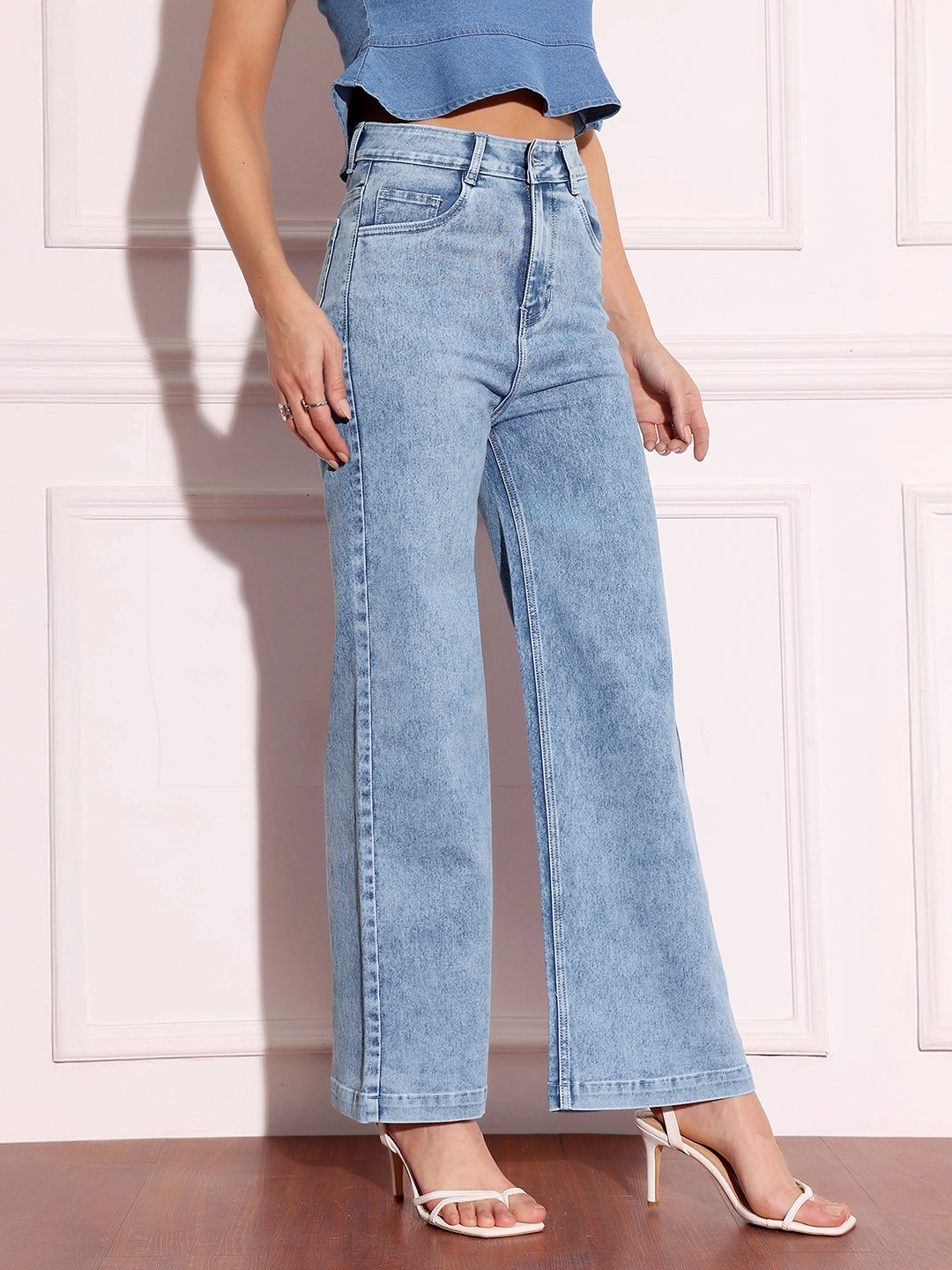 Home Comfort Weekend Warrior Easy Match 24/7 Comfort Light Blue Wide-Leg High-Rise Stretchable Denim Jeans
