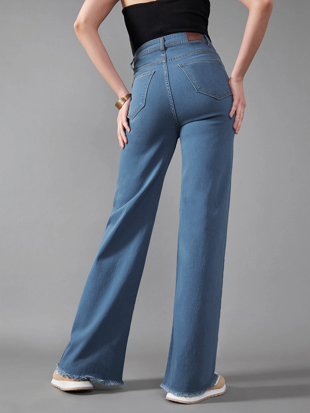 Flawless Design Everyday Comfort 24/7 Comfort Mid-Blue Wide-Leg High-Rise Stretchable Denim Jeans