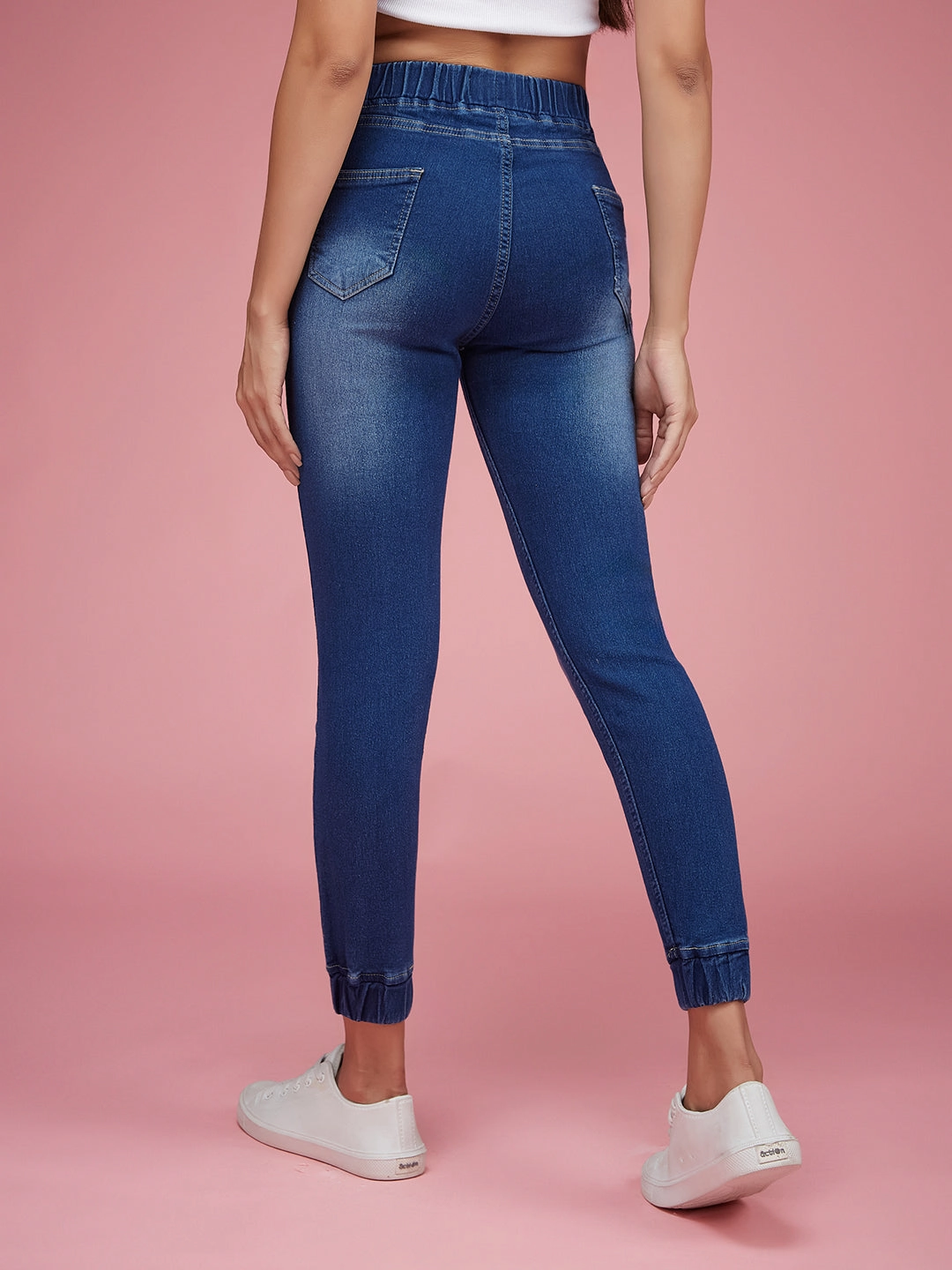 Couple Look Eco Friendly Perfect Fit Design 24/7 Comfort Navy Blue Relaxed Fit Mid Rise Denim Stretchable Jogger Pants