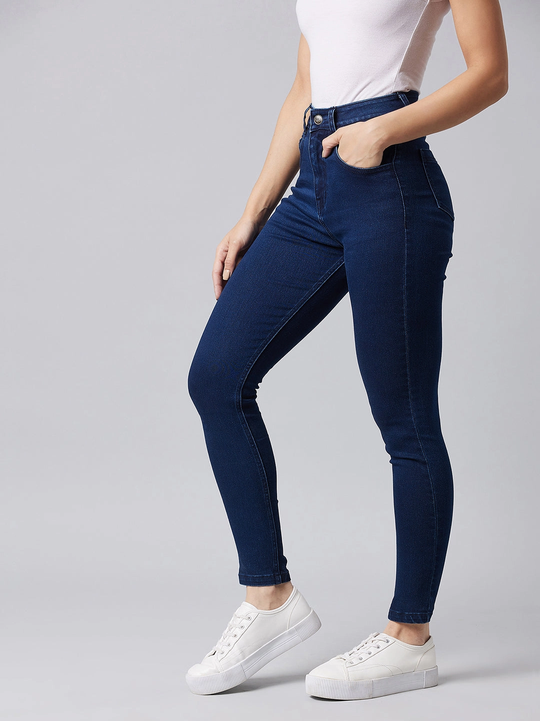24/7 Comfort Navy-Blue Skinny High-Rise Stretchable Denim Jeans High Quality Bold Look Summer Vibes Street Approved