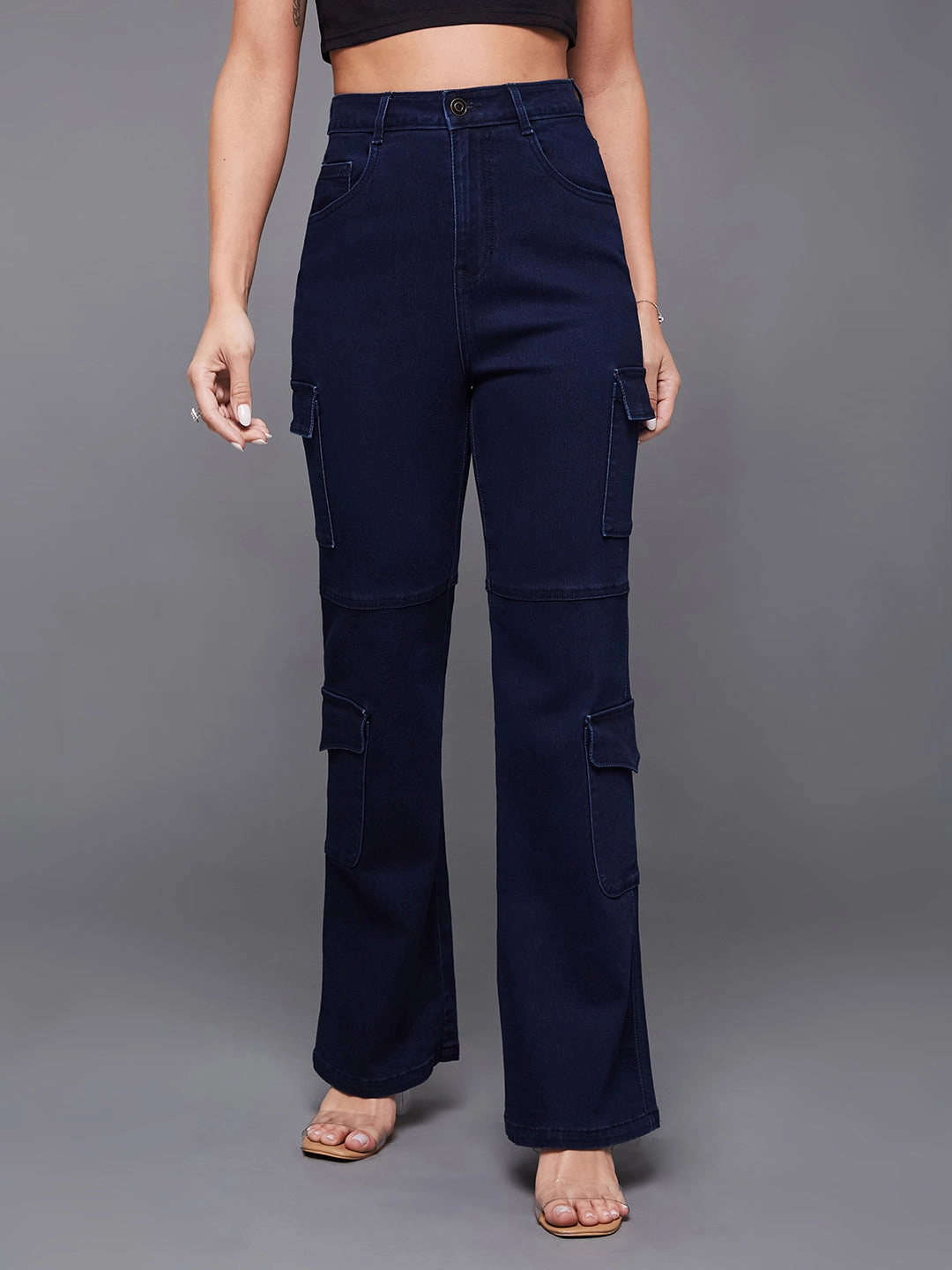 Day Off Fit standard fit 24/7 Comfort Navy-Blue Wide-Leg High-Rise Stretchable Denim Jeans