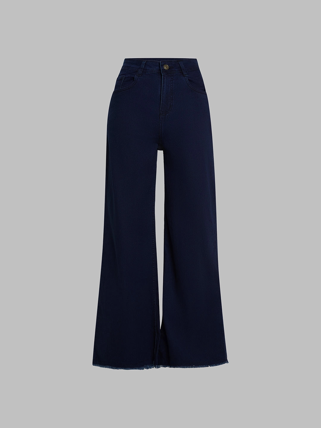 24/7 Comfort Navy-Blue Wide-Leg High-Rise Stretchable Denim Jeans Smart Casual Modern Rainy Day
