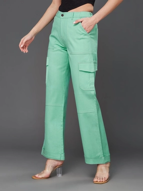 24/7 Comfort Turquoise Wide-Leg High-Rise Stretchable Denim Pants All Size Fit