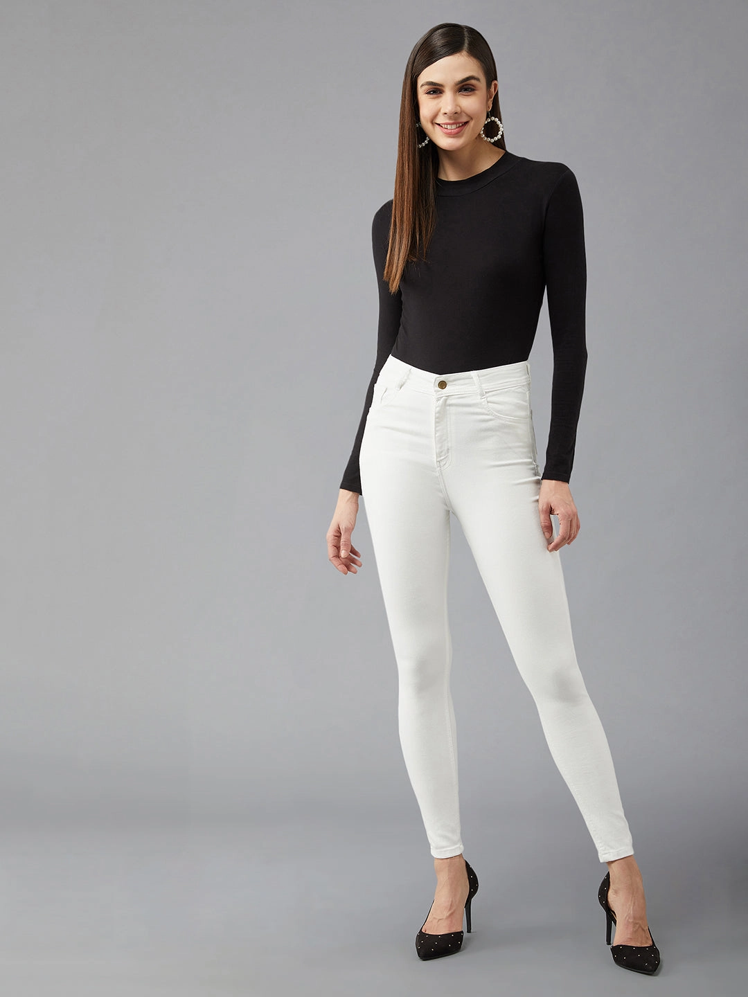 Comfortable Silhouette Reliable Layer 24/7 Comfort White Skinny-Fit High-Rise Bleached Denim Jeans