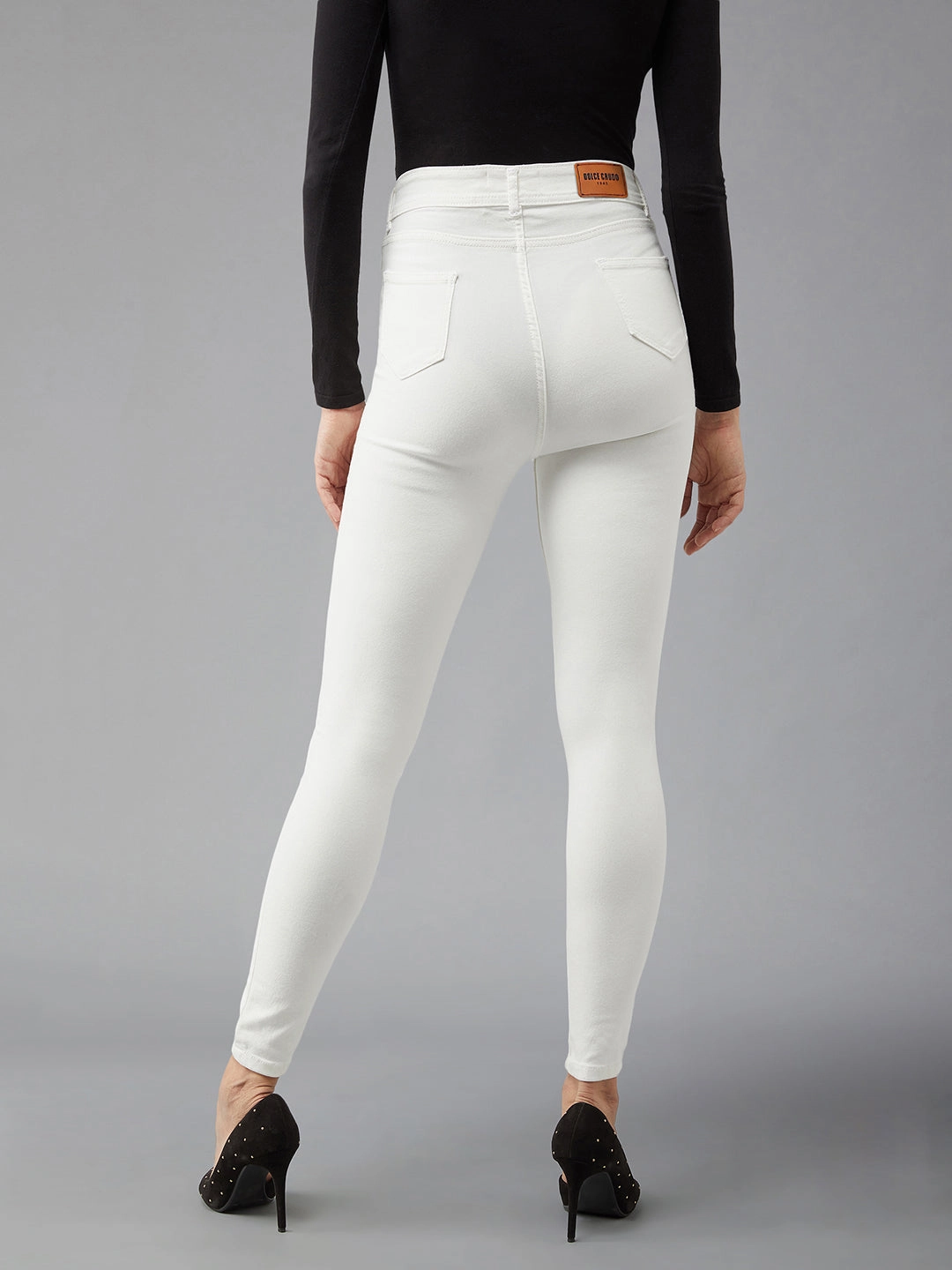 24/7 Comfort White Skinny-Fit High-Rise Bleached Denim Jeans Slim Silhouette