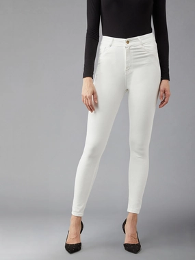 Brushed Interior Perfectly Fitted 24/7 Comfort White Skinny-Fit High-Rise Bleached Denim Jeans