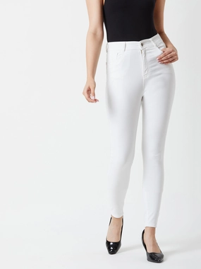 Office Wear Casual Subtle design 24/7 Comfort White Skinny-Fit High-Rise Bleached Denim Jeans