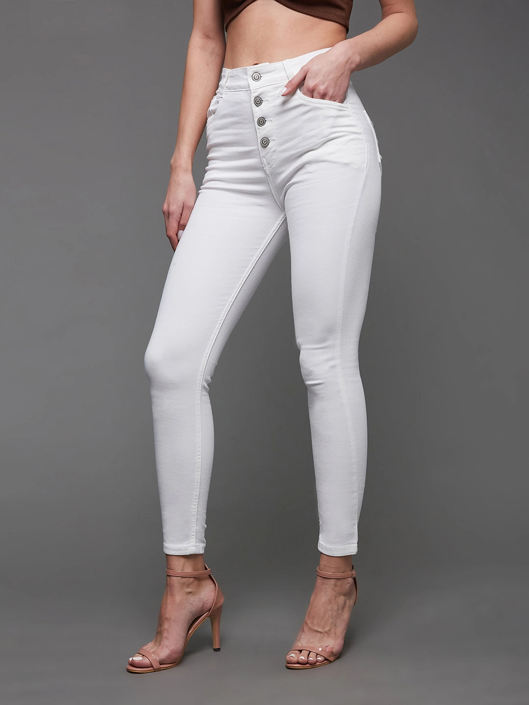 24/7 Comfort White Skinny-Fit High-Rise Stretchable Denim Jeans High Quality Bold Look Summer Vibes