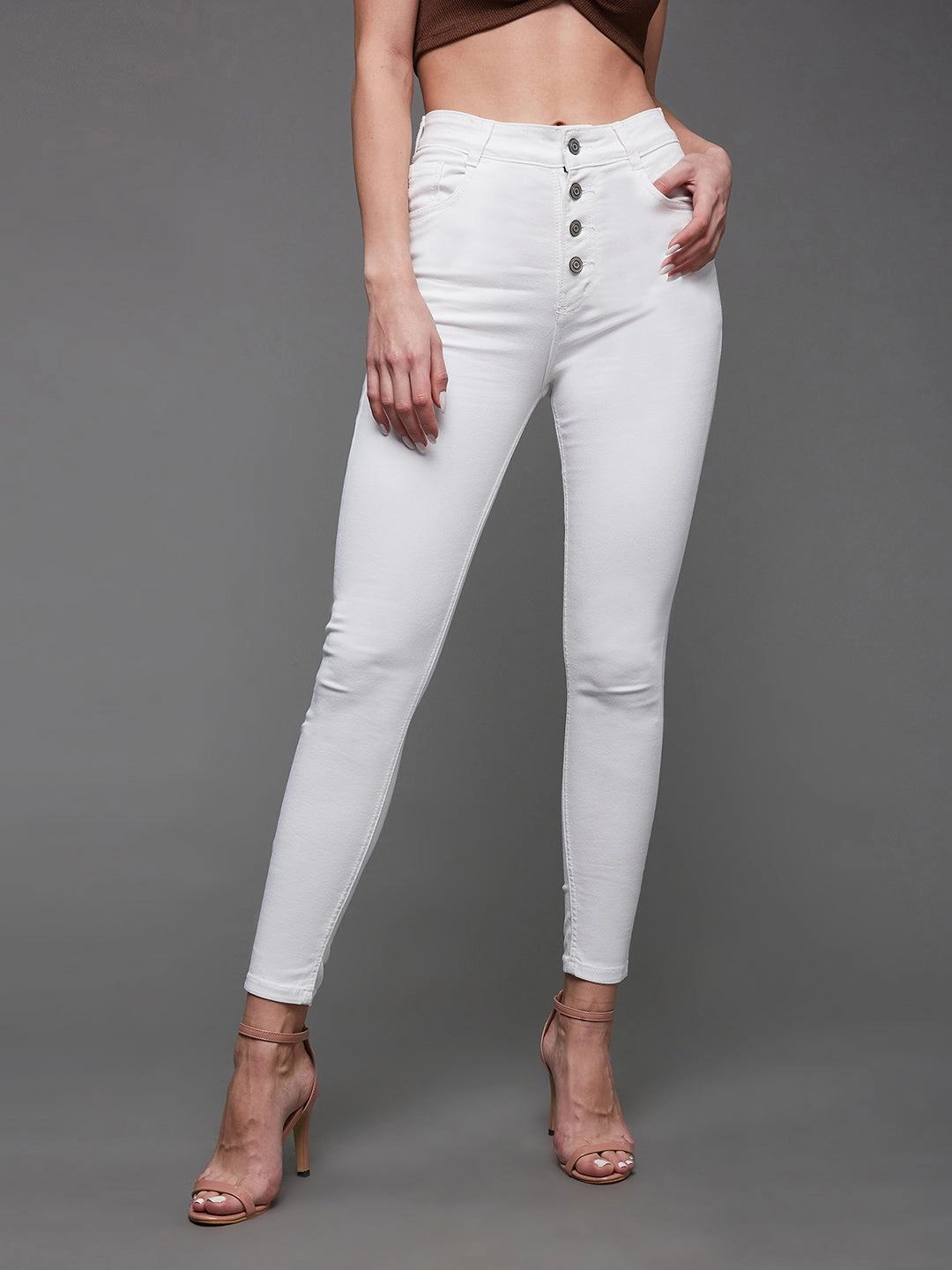 Work Ready Soft 24/7 Comfort White Skinny-Fit High-Rise Stretchable Denim Jeans