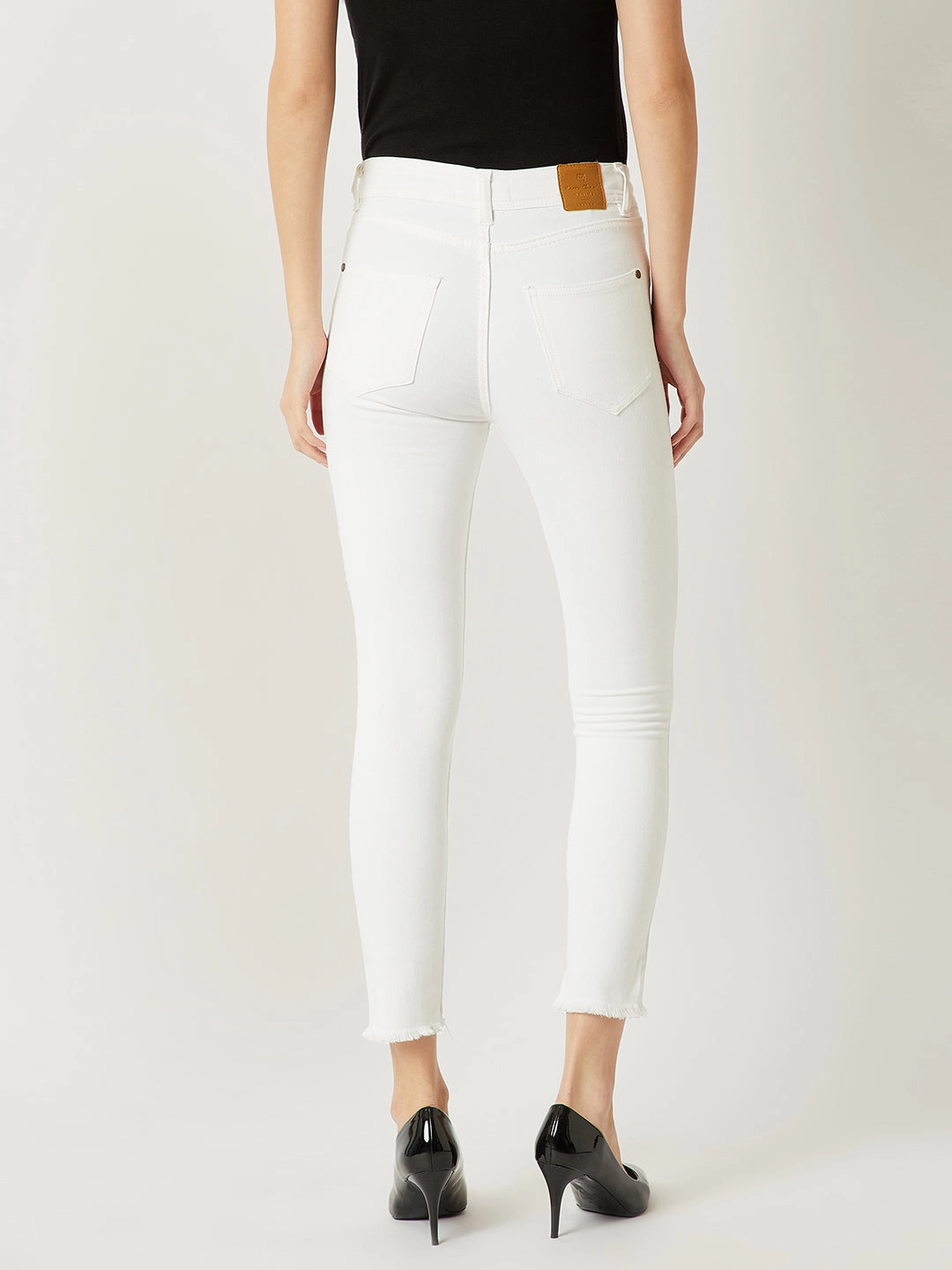 24/7 Comfort White Skinny High-Rise Ankle-Length Stretchable Denim Jeans Perfect Fit Design Heavy Duty Zipper Mechanism