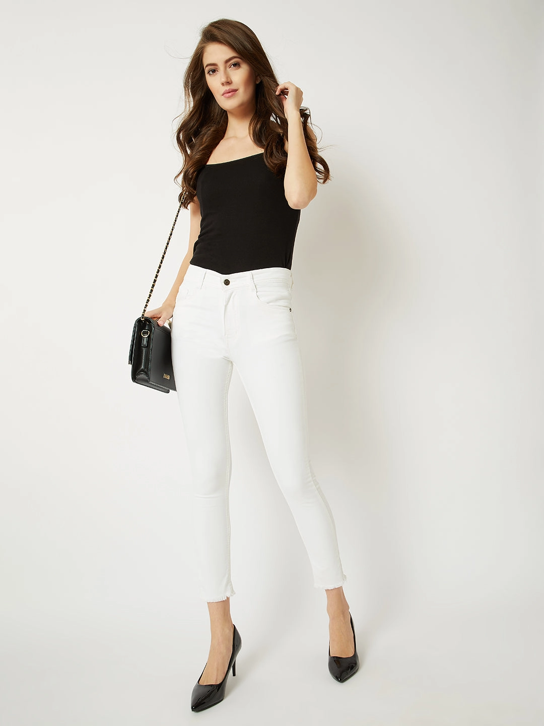Mid Rise Structure Body Fit Ready 24/7 Comfort White Skinny High-Rise Ankle-Length Stretchable Denim Jeans