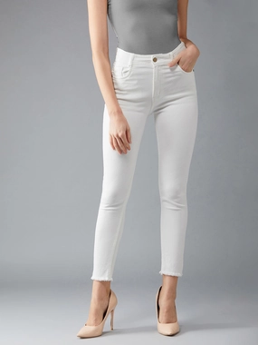 Favorite Basic 24/7 Comfort White Skinny High-Rise Ankle-Length Stretchable Denim Jeans