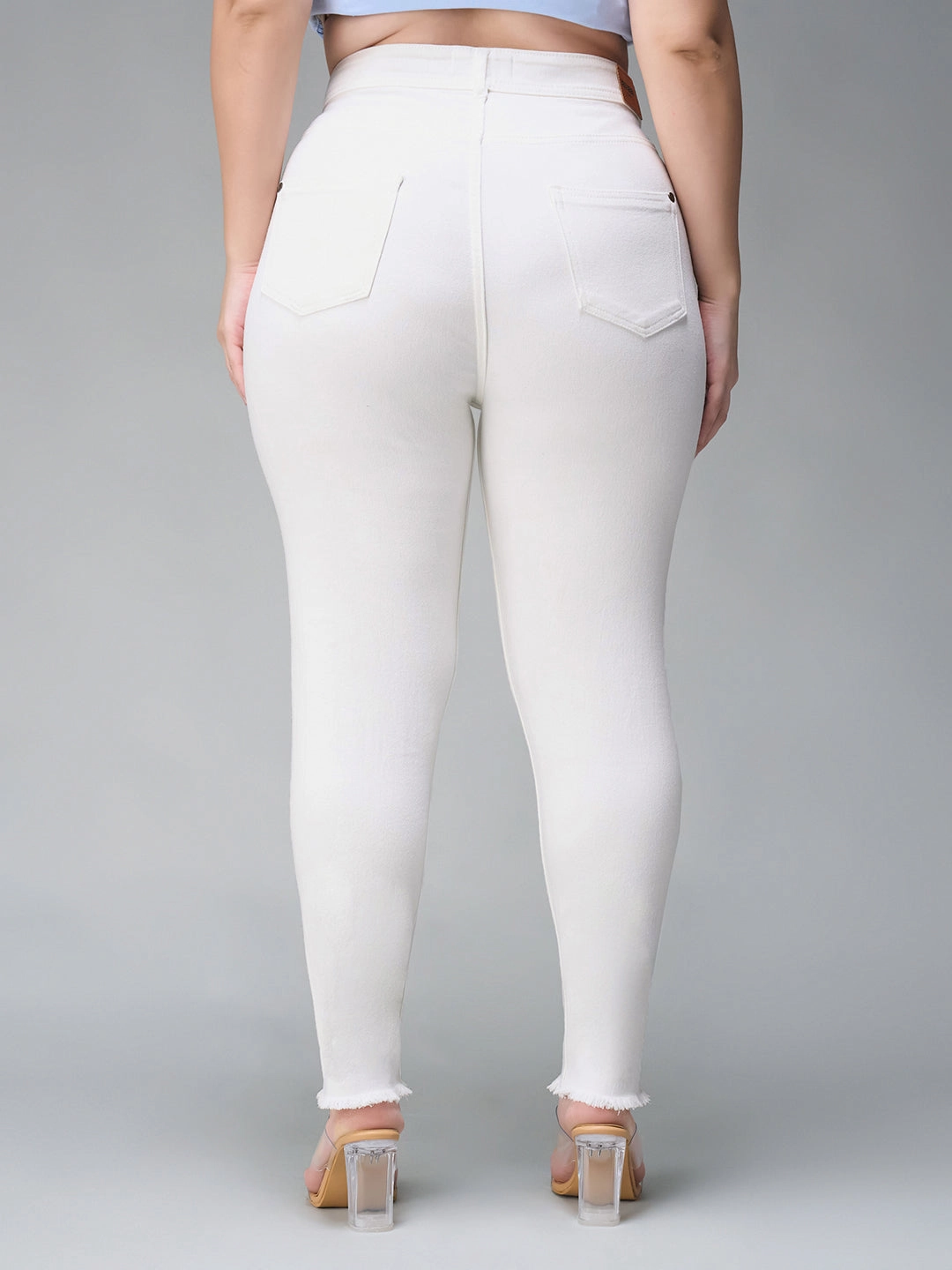 24/7 Comfort White Skinny High-Rise Bleached Cropped Stretchable Denim Jeans comfortable option