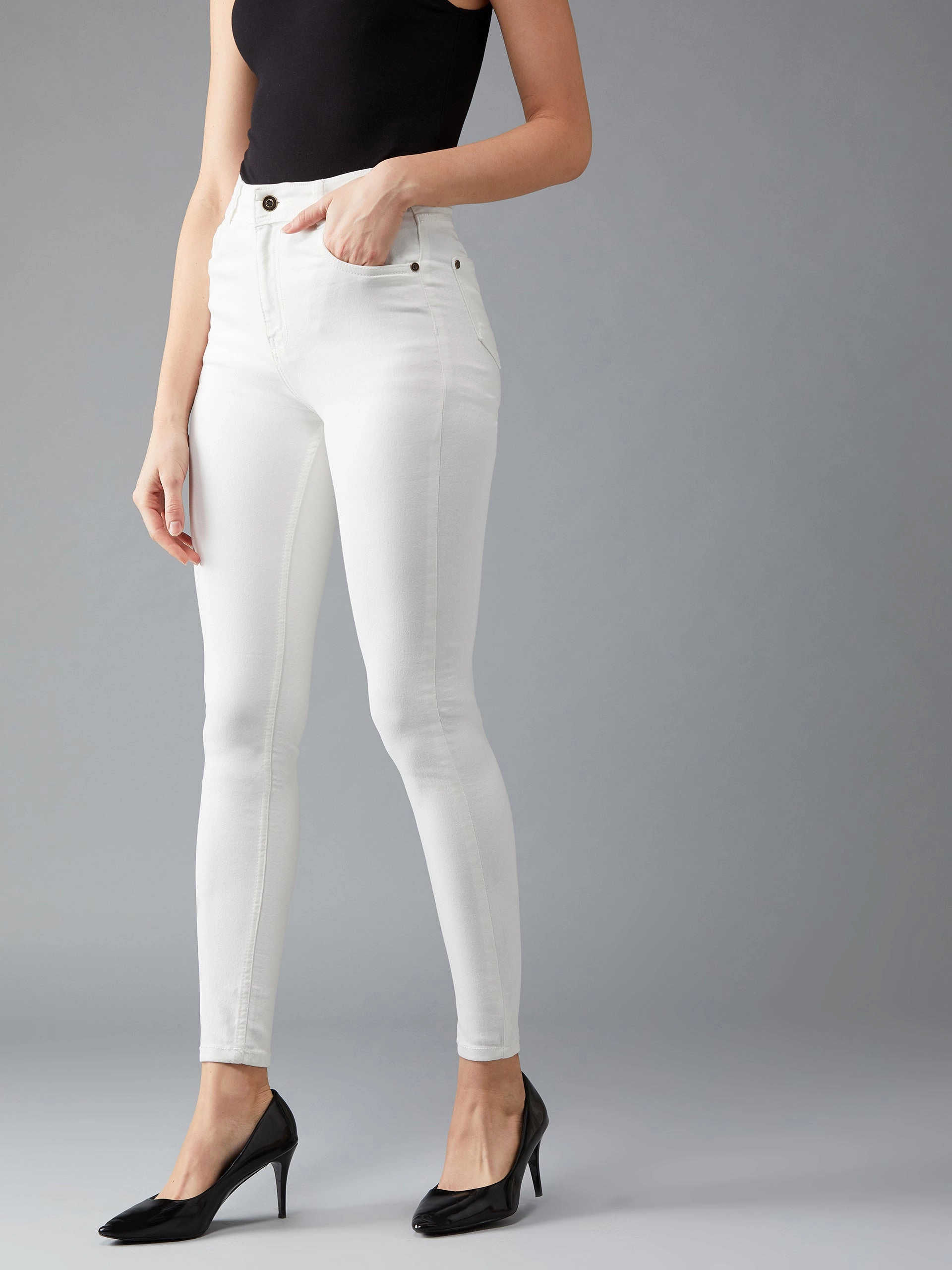 24/7 Comfort White Skinny High-Rise Stretchable Denim Jeans Quality Wear