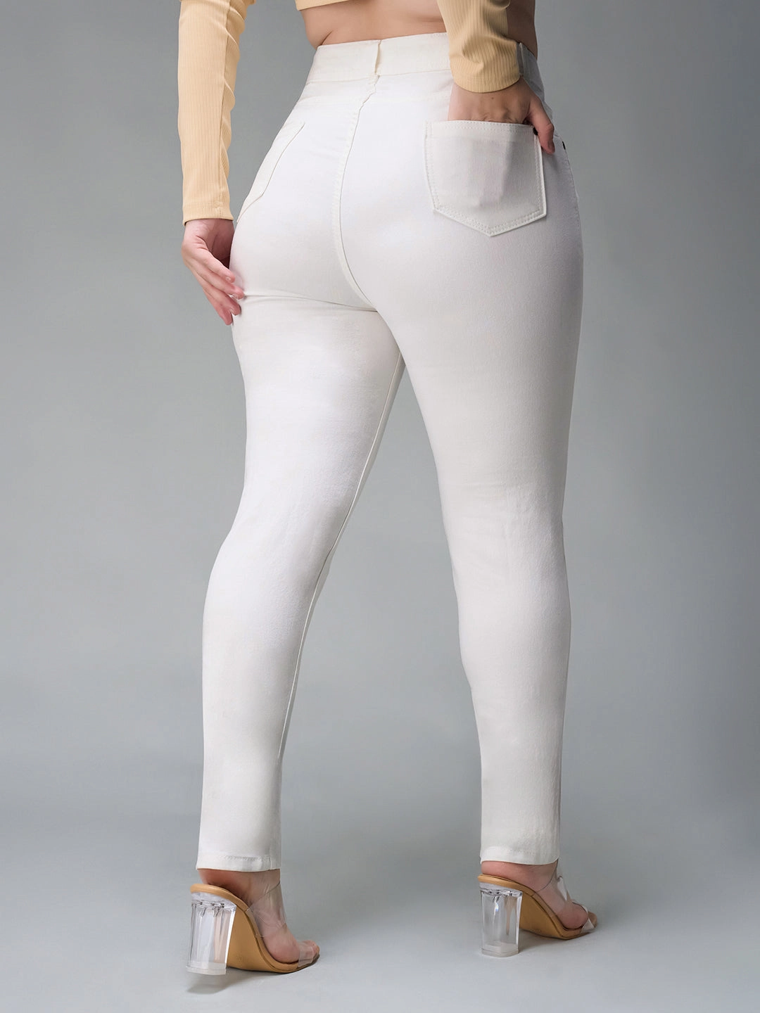 24/7 Comfort White Skinny High-Rise Stretchable Denim Jeans Fit And Easy