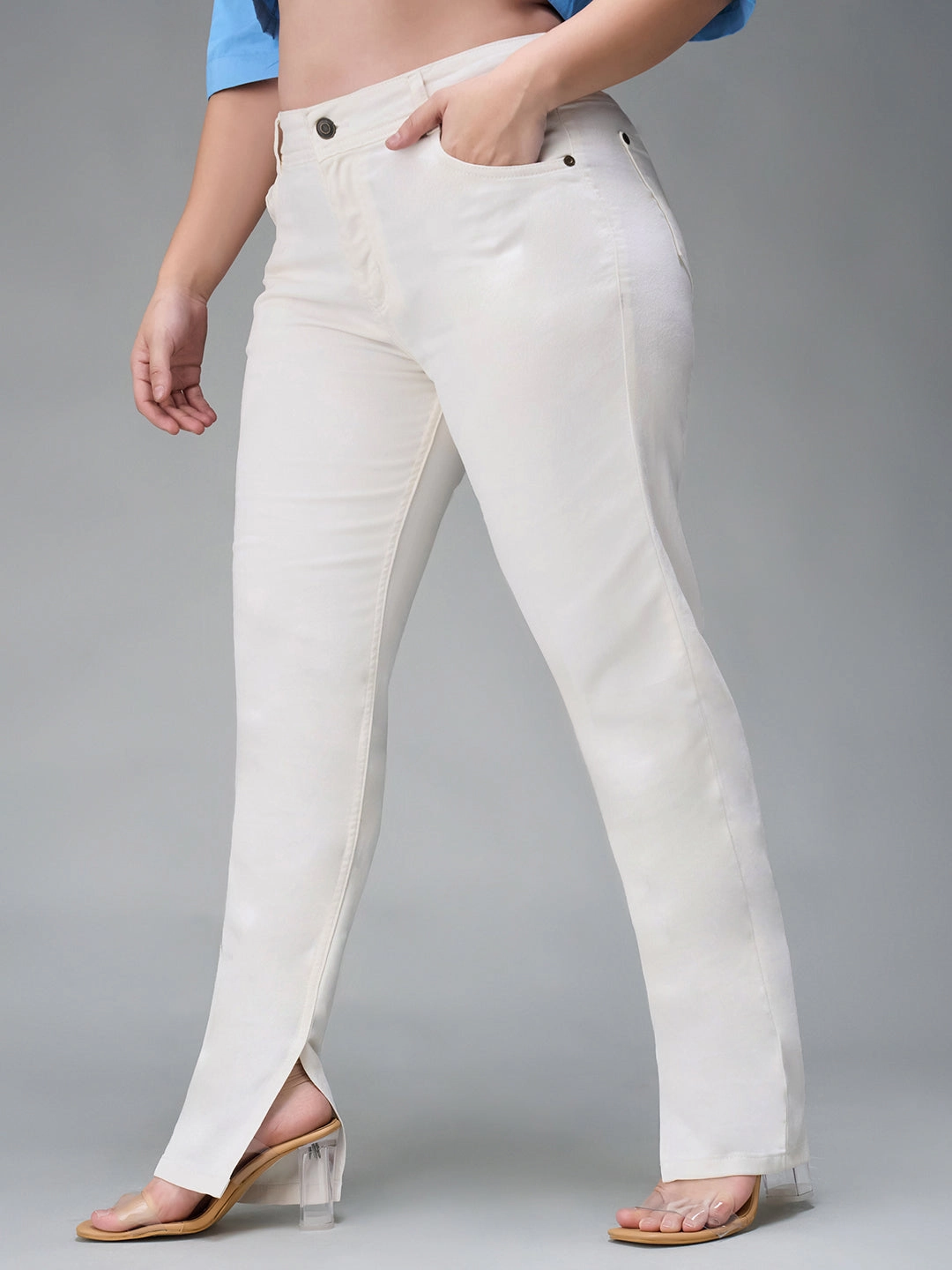 24/7 Comfort White Skinny Mid-Rise Stretchable Denim Jeans Timeless Design