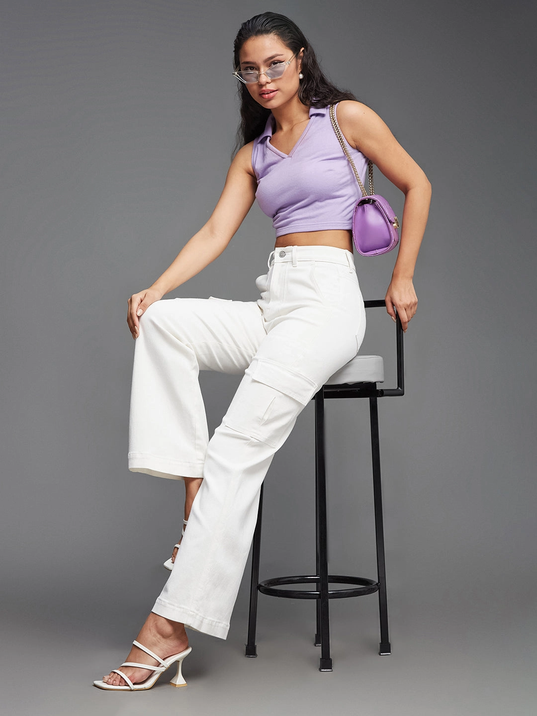 Trendy Fit Clean Cut 24/7 Comfort White Wide-Leg High-Rise Stretchable Denim Jeans