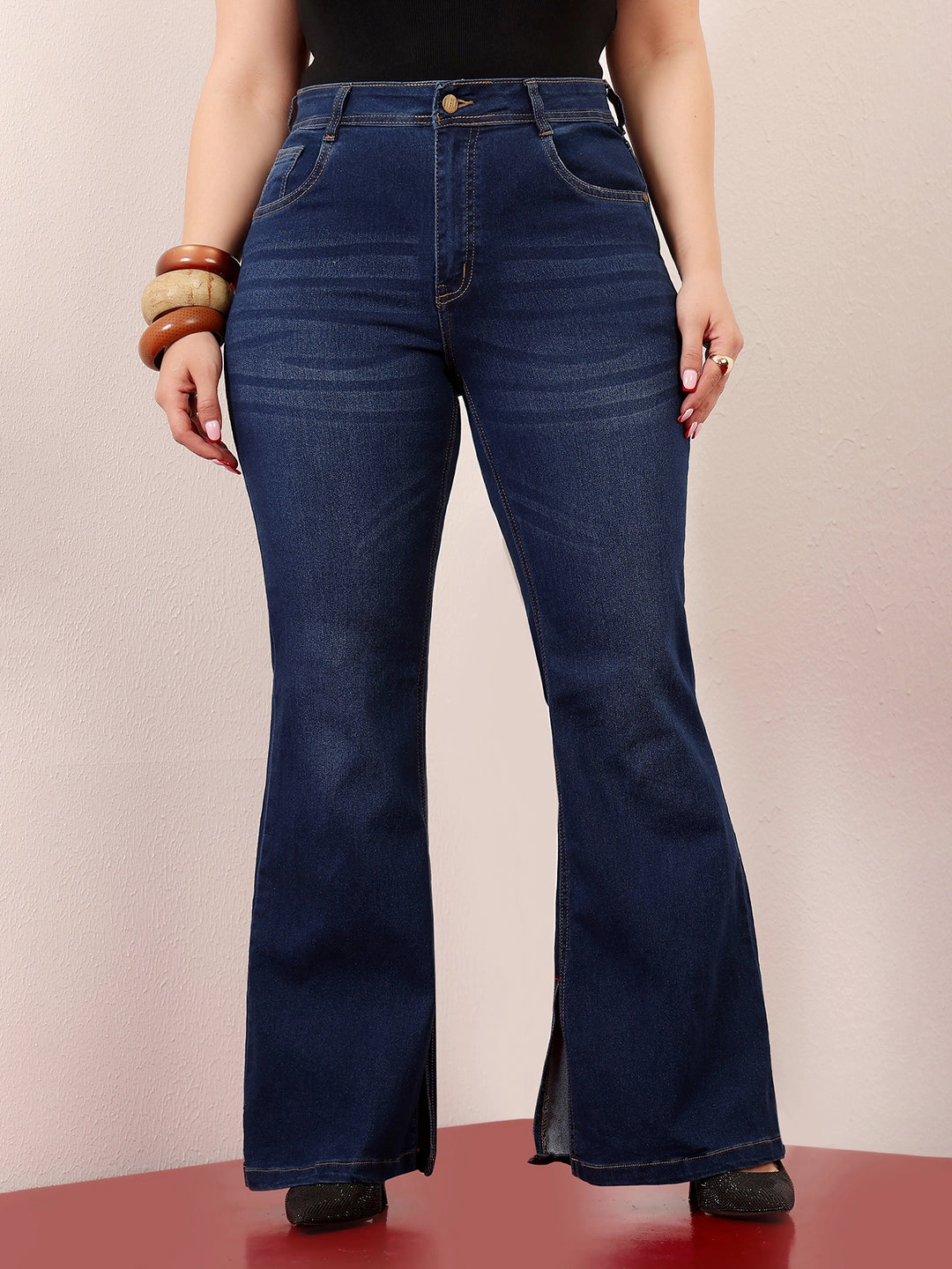 24/7 Comfort Women's Blue Bootcut Mid-Rise Length Denim Stretchable Jeans Trend Setter Road Trip Casual