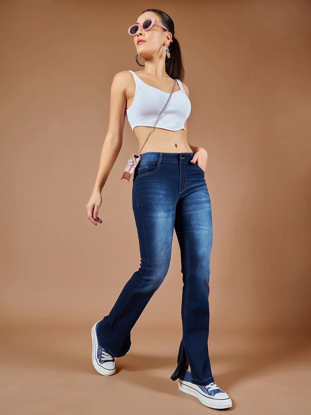 24/7 Comfort Women's Blue Bootcut Mid-Rise Regular-Length Denim Stretchable Jeans Durable Weave Lifestyle Fit