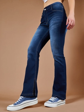24/7 Comfort Women's Blue Bootcut Mid-Rise Regular-Length Denim Stretchable Jeans Base Fit Piece Active Friendly