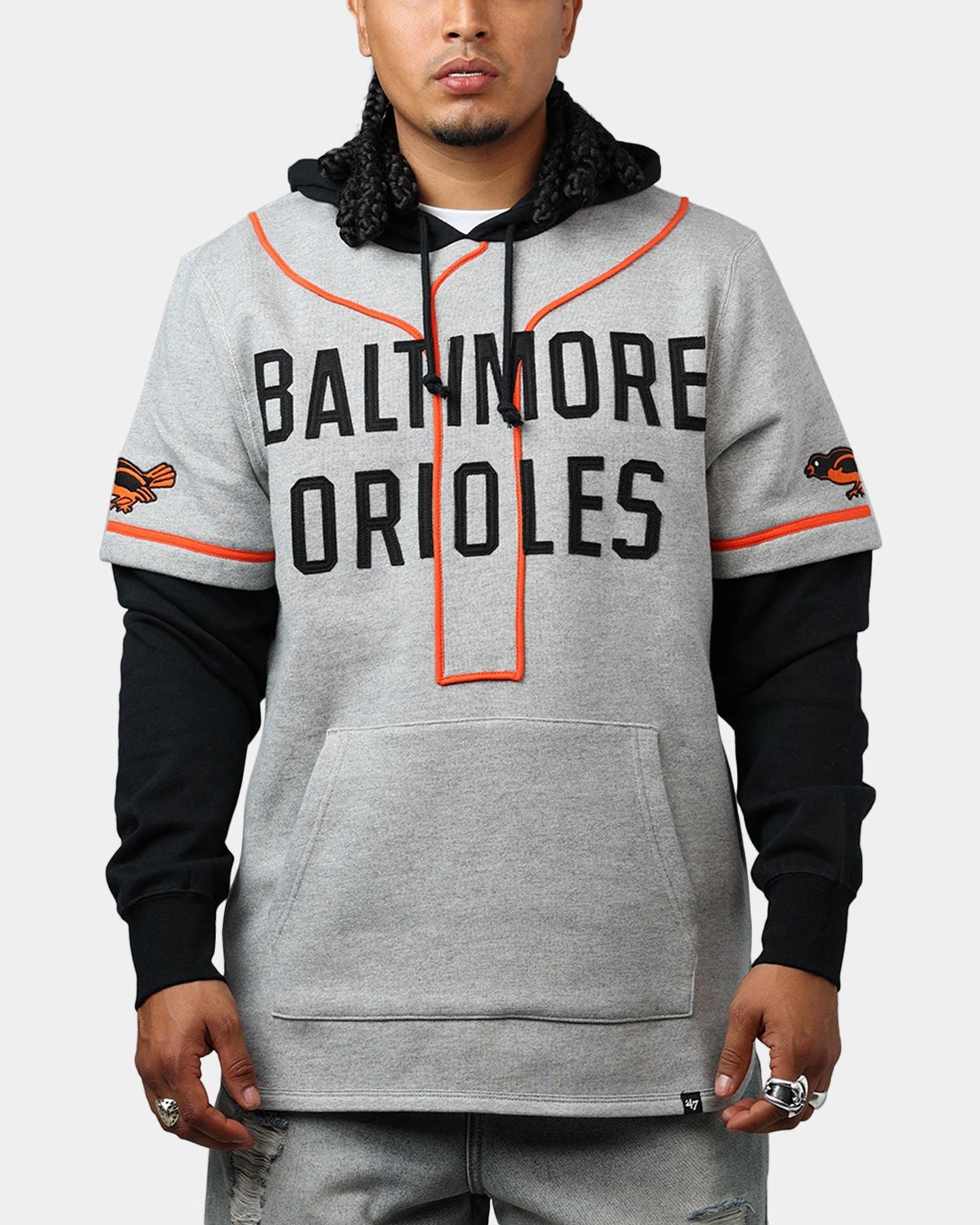 47 Brand Baltimore Orioles Game Hoodie Grey/Black NonFadeFinish
