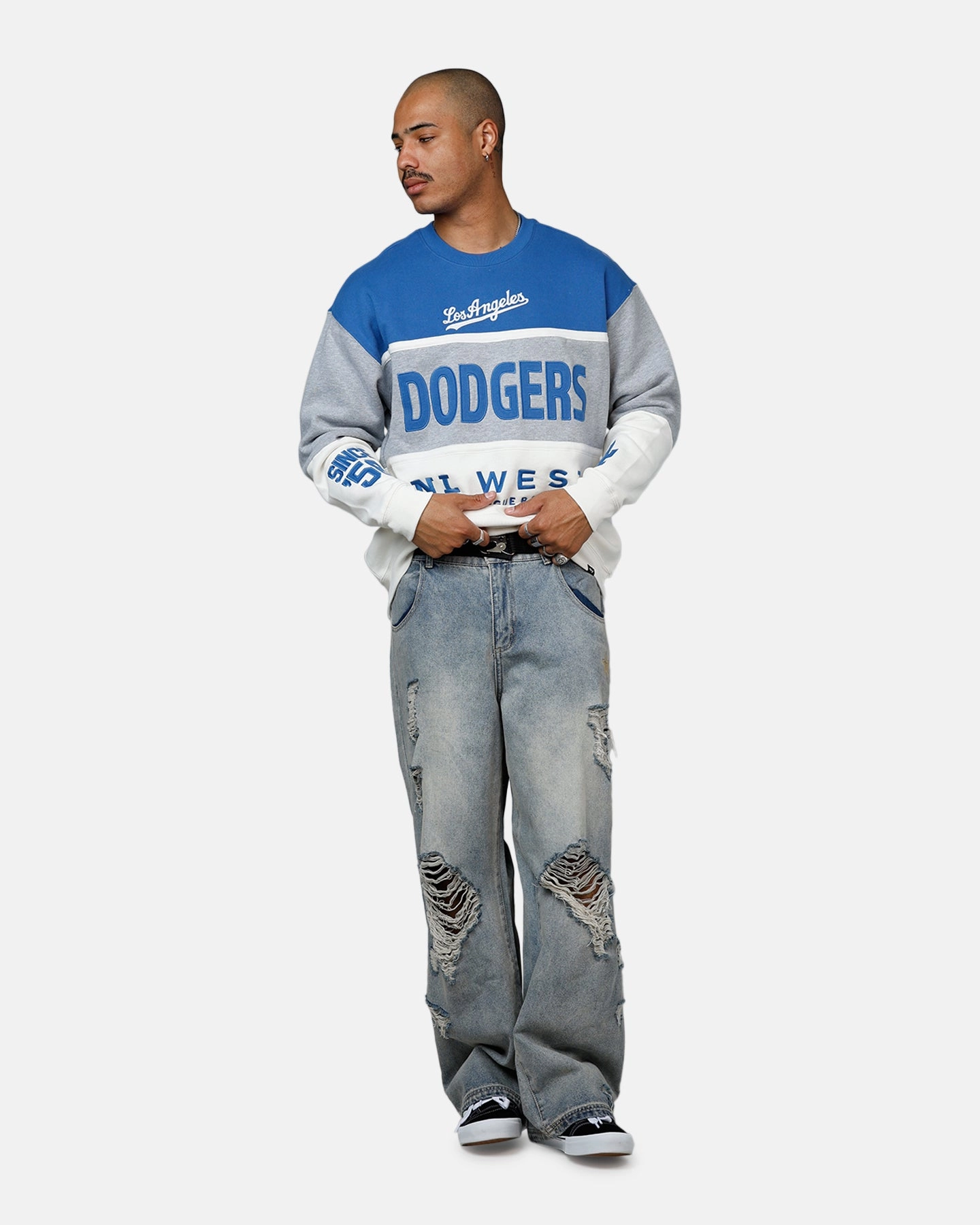 ThermalInsulation 47 Brand Los Angeles Dodgers On Five Crewneck Blue/Grey