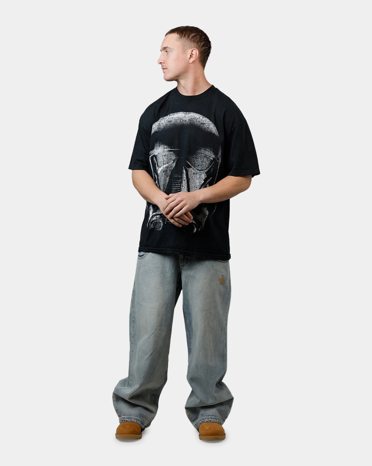 73 Studio Star Wars Death Trooper Vintage T-Shirt Black FlatlockStitching Airflow Optimized Weave