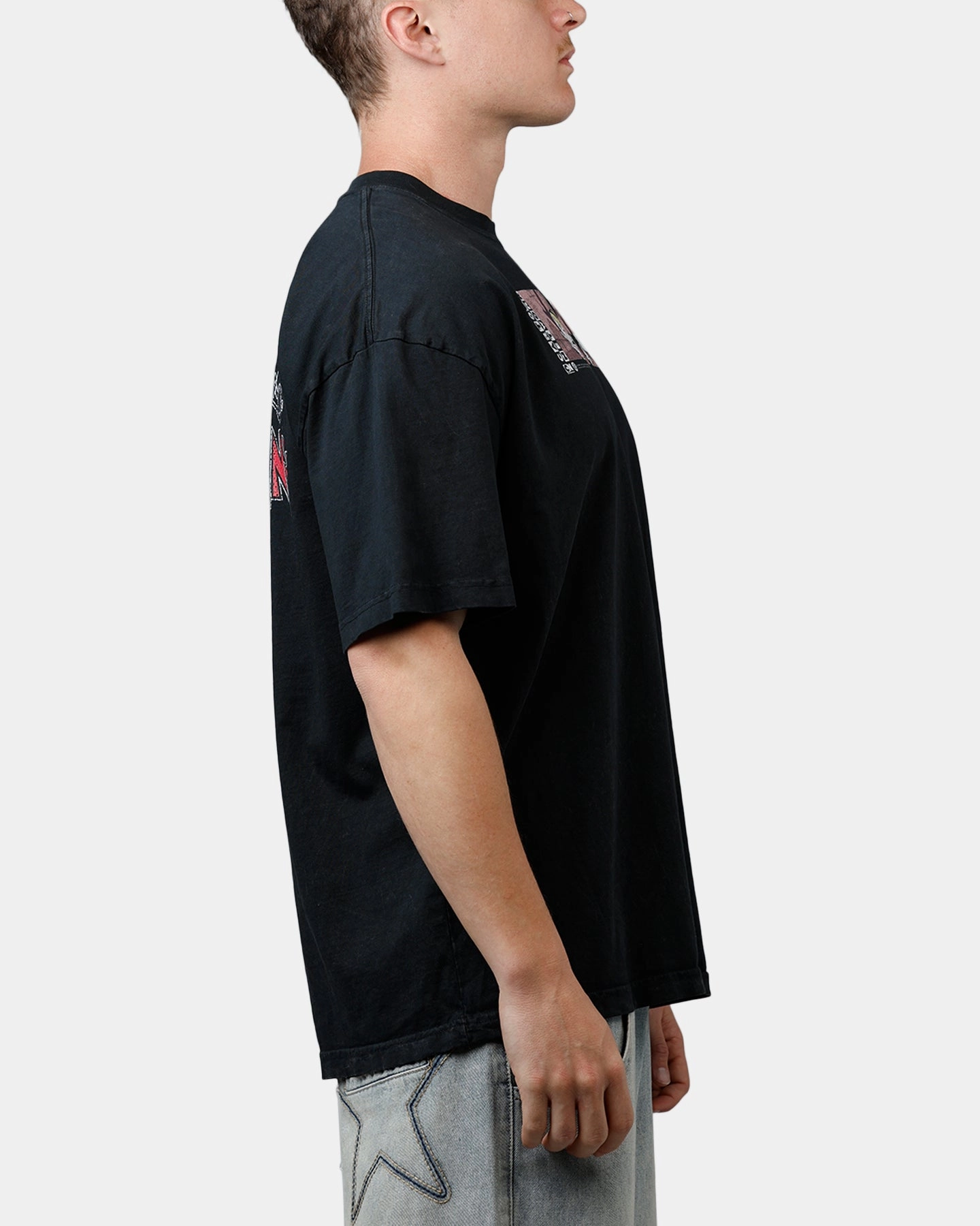 NonChafingEdges 73 Studio X Cartoon Network Bill & Mandy Grail Vintage T-Shirt Black Acidwash