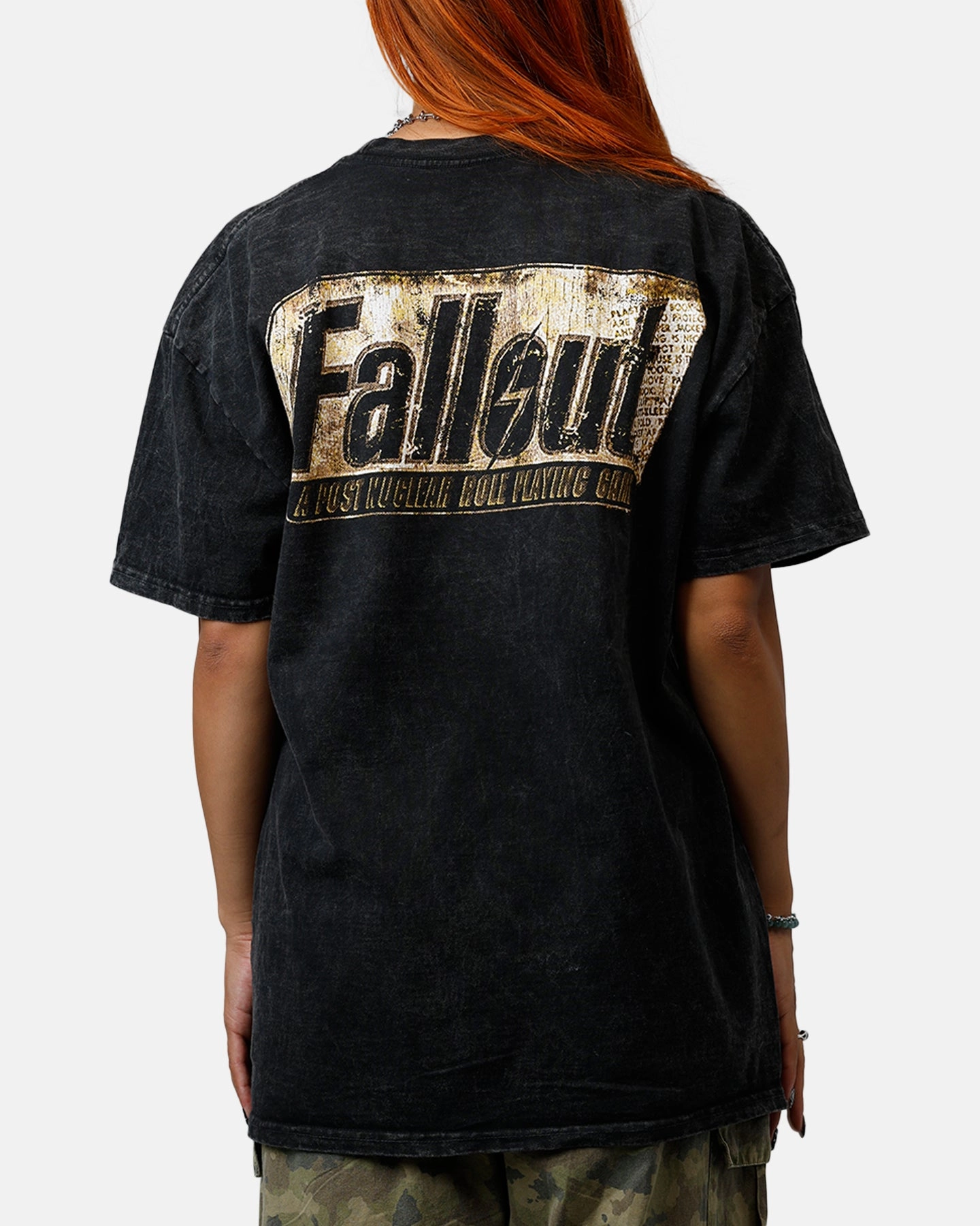 BondedShoulder Reverseble Design 73 Studio X Fallout '97 Fallout Vintage T-Shirt Black Acidwash