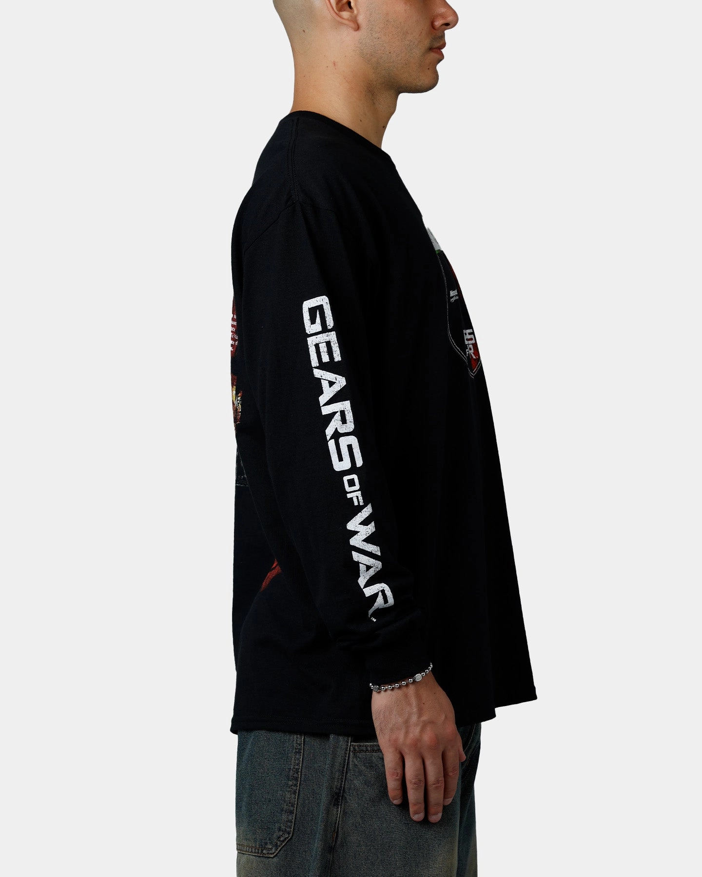 73 Studio X Gears Of War Gears Of Wear Long Sleeve T-Shirt Black Button Down Collar Style BreathableMaterial