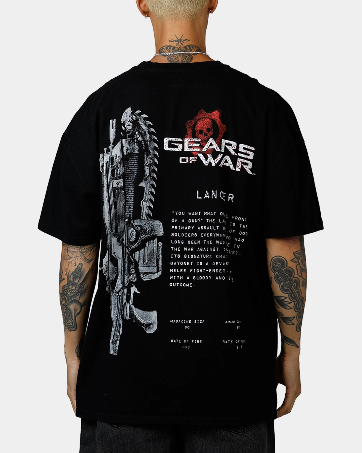73 Studio X Gears Of War Lancer T-Shirt Black Flexible Knit Blend