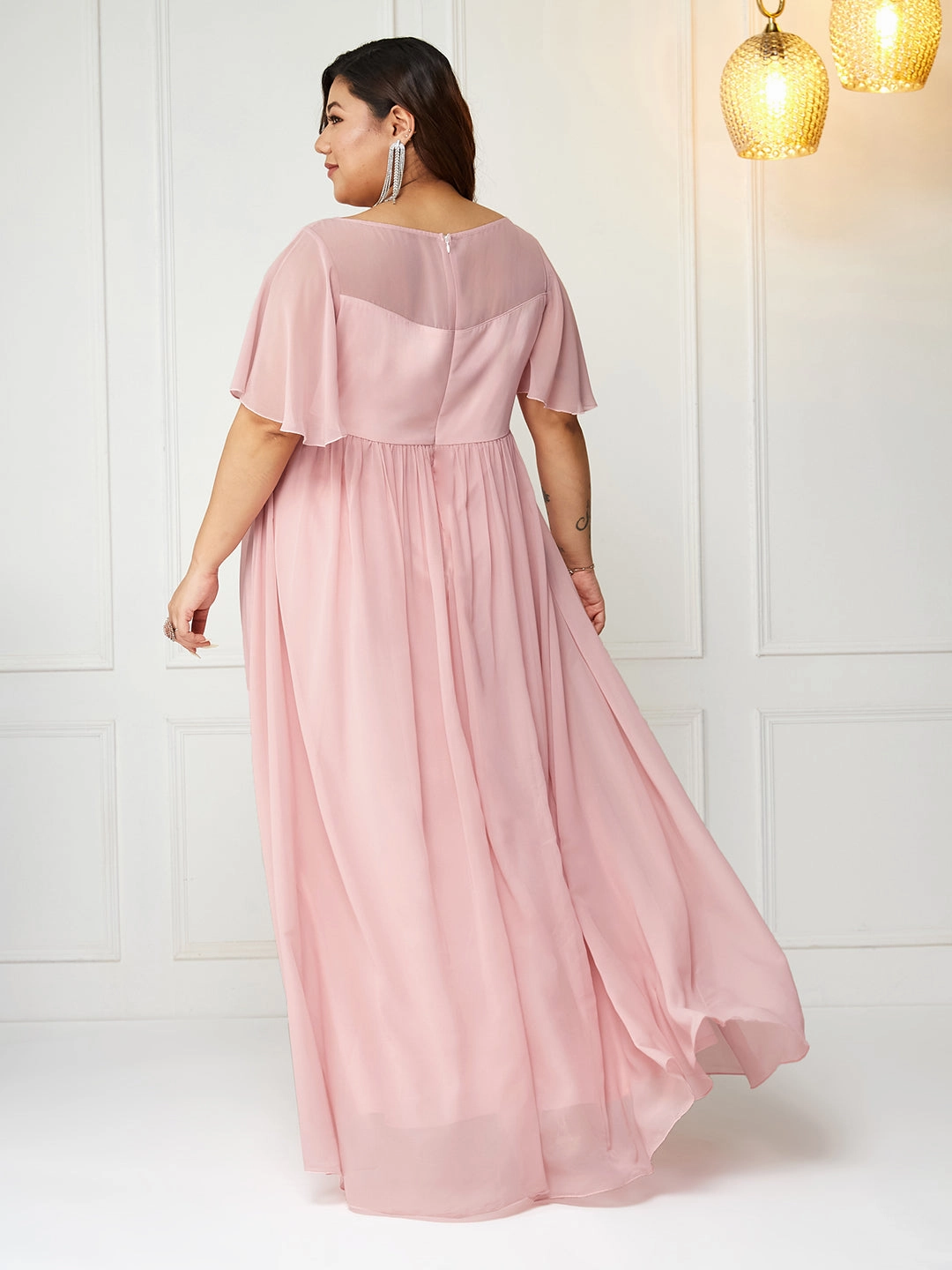 Lounge Base Body Bliss Blush Pink Sequin Embroidery Maxi Dress
