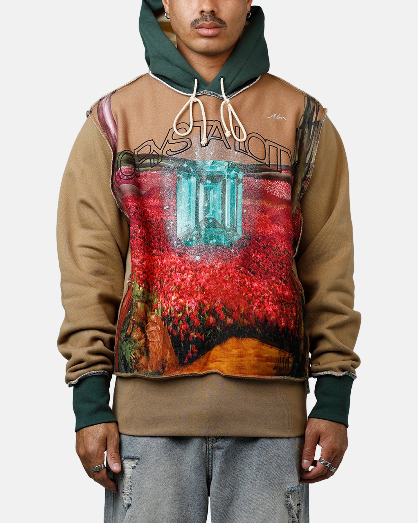 ABC Birthstone Hoodie Light Brown MultipanelLayout High Neckline