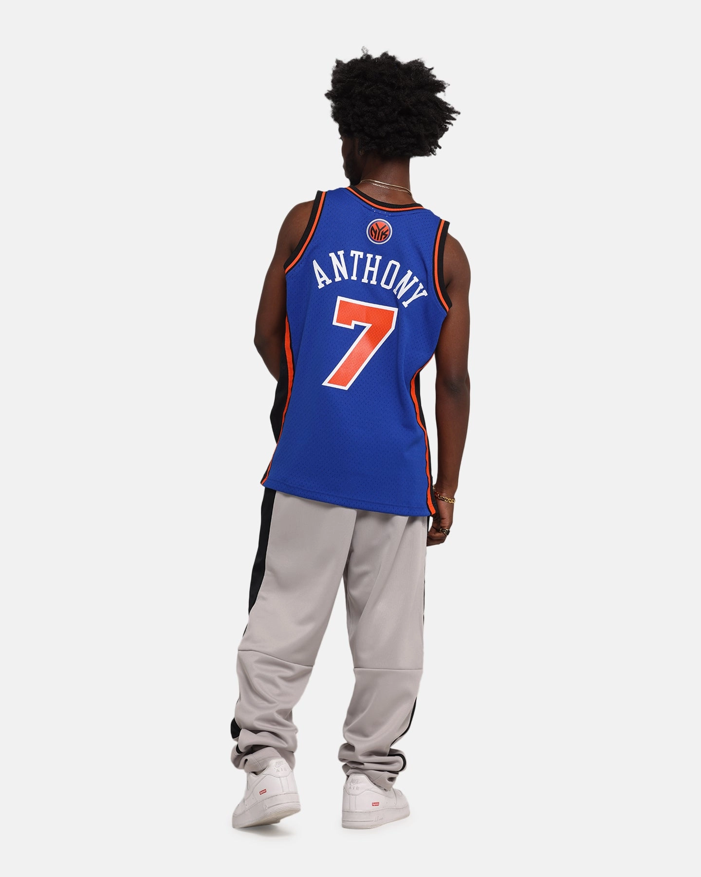 Mitchell & Ness New York Knicks Carmelo Anthony 2010 Dark Jersey Royal Classic Crewneck Design Eco Conscious Packaging