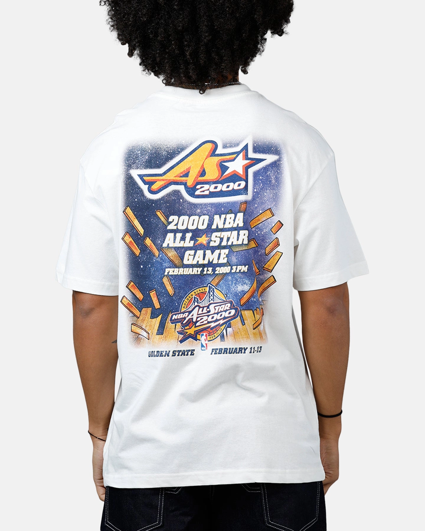 Mitchell & Ness NBA East Vs West 'All Star Collection' Event T-Shirt Vintage White Contoured Armhole Design MultiPurposeUtility