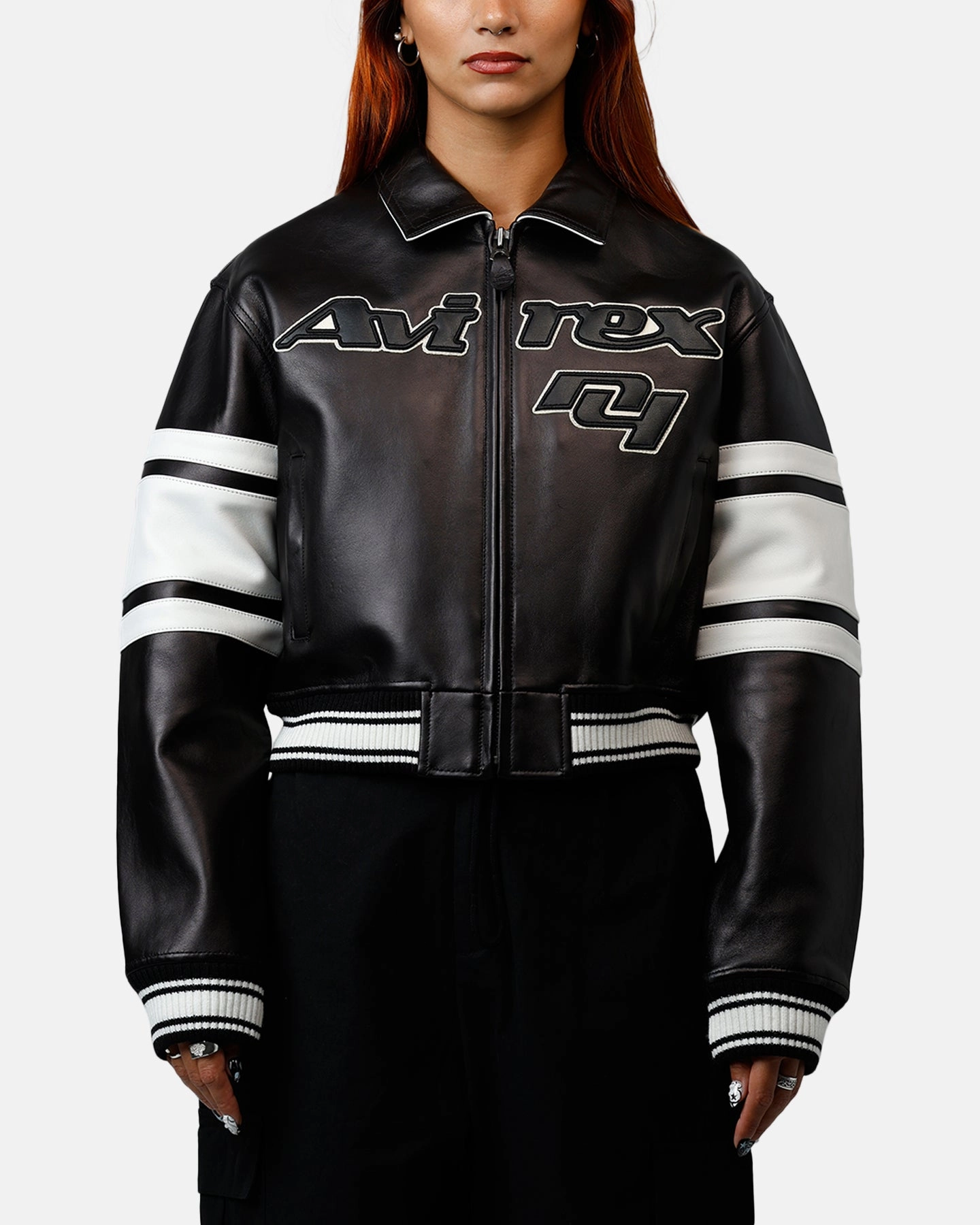 Avirex Women's Cropped Legend Jacket Black Heavyweight Warmth