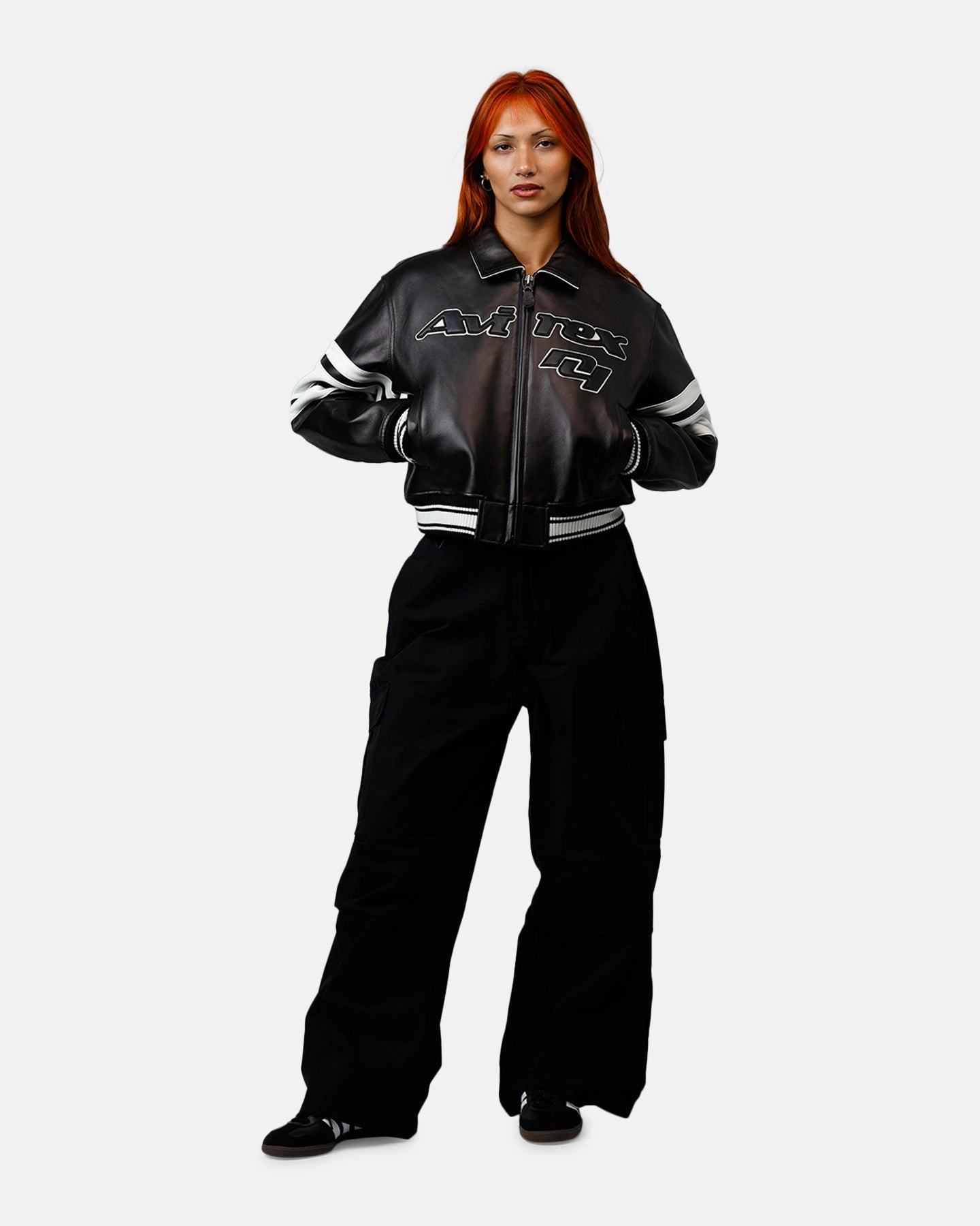 Nylon Cover Double layer fabric Avirex Women's Cropped Legend Jacket Black